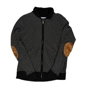 CPO Provision Men Grey Cardigan Sz-L Full Zip Sweater Elbow Pad Preppy Academic